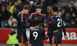 Taiwo Awoniyi of Nottingham Forest celebrates with teammates after scoring his team's seco...
