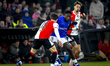 Heracles Almelo forward Lequincio Zeefuik and SC Feyenoord Rotterdam midfielder Luciano Va...