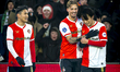 SC Feyenoord Rotterdam forward Ayase Ueda and SC Feyenoord Rotterdam midfielder Luciano Va...