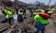 Volunteers help rebuild in the Lirquen sector after the wildfires that affect the municipa...