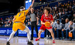 XAVIER ABREU (1) of the Northeastern Huskies possesses the ball during an NCAA men's baske...
