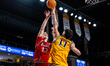 LUCA SOROA-SCHALLER (13) of the Northeastern Huskies goes up for a layup during an NCAA me...