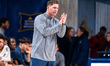 Zach Spiker, the head coach of the Drexel Dragons, watches during an NCAA men's basketball...