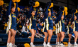 The Drexel Dragons cheerleaders perform during an NCAA men's basketball game at Daskalakis...