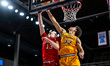 VILLIAM GARCIA ADSTEN (22) of the Drexel Dragons blocks LUCA SOROA-SCHALLER (13) of the No...