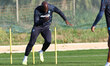 Romelu Lukaku of Napoli participates in a training session ahead of the UEFA Champions Lea...