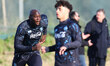 Romelu Lukaku of Napoli participates in a training session ahead of the UEFA Champions Lea...