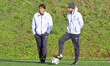 Antonio Conte coaches Napoli during a training session ahead of the UEFA Champions League...