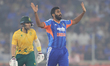 Jasprit Bumrah of India participates in the IDFC First Bank South Africa Tour Of India T20...