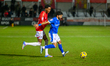 Kallum Cesay of Salford City FC tackles Dilan Markanday of Chesterfield FC during the Sky...