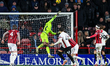 Myles Roberts of Walsall FC tips the ball over the bar during the Sky Bet League 2 match b...