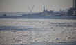 View of the ice on the Hudson River in New York, United States, on January 28, 2026. All N...