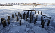 View of the ice on the Hudson River in New York, United States, on January 28, 2026. All N...