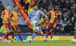 Omar Marmoush #7 of Manchester City F.C. is in action during the UEFA Champions League Lea...