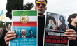 Hundreds of citizens and members of the Iranian community in Rome march in solidarity with...