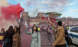 Hundreds of citizens and members of the Iranian community in Rome march in solidarity with...