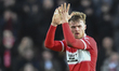 Tommy Conway of Middlesbrough applauds the fans after being substituted during the Sky Bet...