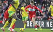 Tommy Conway of Middlesbrough drives forward with the ball during the Sky Bet Championship...