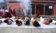 A Nepalese Hindu devotee offers a ritual prayer during the last day of the Madhav Narayan...