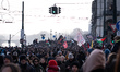 Thousands of people come to Turin, Italy, on January 31, 2026, to support the evicted soci...