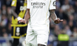 Vinicius Jr of Real Madrid reacts to a missed opportunity during the La Liga 2025/26 match...
