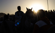 Thousands of people from Qena and neighboring governorates gather in Qena, Egypt, on Febru...
