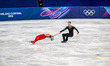Anastasiia Metelkina and Luka Berulava from Georgia participate in the Winter Olympic Game...