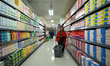 A customer looks at products inside the reopened Bhatbhateni Supermarket in Koteshwor, Kat...