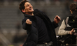 Brentford Head Coach Keith Andrews celebrates at full time during the Premier League match...
