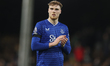 Jake O'Brien of Everton thanks the supporters after the Premier League match between Fulha...