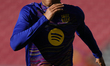 Lamine Yamal right winger of Barcelona and Spain during the warm-up before the La Liga EA...