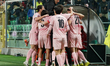Emmanuel Gyasi of Palermo FC celebrates a goal during the Serie B match between Palermo FC...