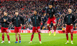 (L-R) Liverpool's Alexis Mac Allister, Milos Kerkez, Ryan Gravenberch, Cody Gakpo, and Hug...