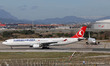 A Turkish Airlines Airbus A330-303 is on the runway for takeoff from Barcelona-El Prat Air...