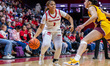 Lauryn Swann of the Rutgers Scarlet Knights possesses the ball during an NCAA women's bask...