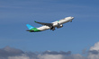 An Airbus A330-243 takes off from Barcelona-El Prat Airport in Barcelona, Spain, on Decemb...