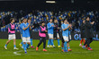 Players of SSC Napoli applaud fans at the end of the Coppa Italia match between SSC Napoli...