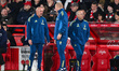 Steve Stone of Nottingham Forest, Sean Dyche, Nottingham Forest head coach, and Ian Woan o...