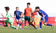 Cristiano Ronaldo Junior shoots to goal during the Torneio do Algarve match between Portug...