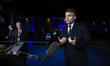 President of France Emmanuel Macron talks to the media and international press during a do...