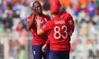 Jofra Archer of England celebrates a wicket during the ICC Men's T20 World Cup India & Sri...