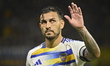 Leandro Paredes, captain of Boca Juniors, greets the supporters on his way to take a corne...