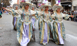 People wear costumes during the Gran Desfile de Comparsas del Carnaval in Badajoz, Extrema...