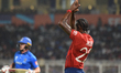 Jofra Archer of England cheers during match 29 of the T20 World Cup between England and It...