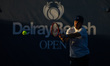 Tommy Paul of the USA practices during Day 1 of the Delray Beach Open at the Delray Tennis...