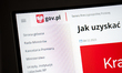 The official government website of Poland is displayed on a computer screen in Krakow, Pol...