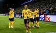 Borussia Dortmund midfielder Felix Nmecha celebrates the goal of Borussia Dortmund forward...