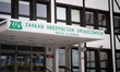 The ZUS (Social Insurance Institution) branch signage and logo are at the entrance of the...