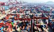 A container parks at Qingdao Port in Qingdao City, Shandong Province, China, on February 1...