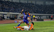 Persib Bandung footballer Uilliam Barros dribbles the ball during the Persib Bandung vs Ra...